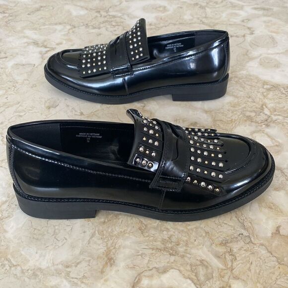 NWOT Design Concepts Studio Patent Leather Studded Loafers - Picture 8 of 14